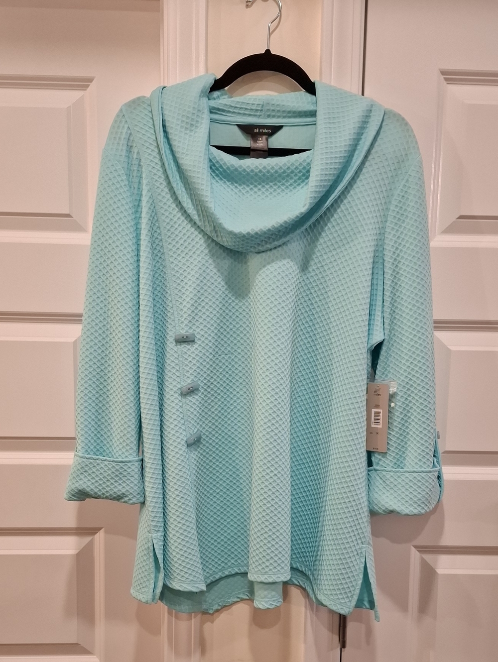 New Ali Miles Blue Cowl Neck Blouse Top (Flaw) Size 1X